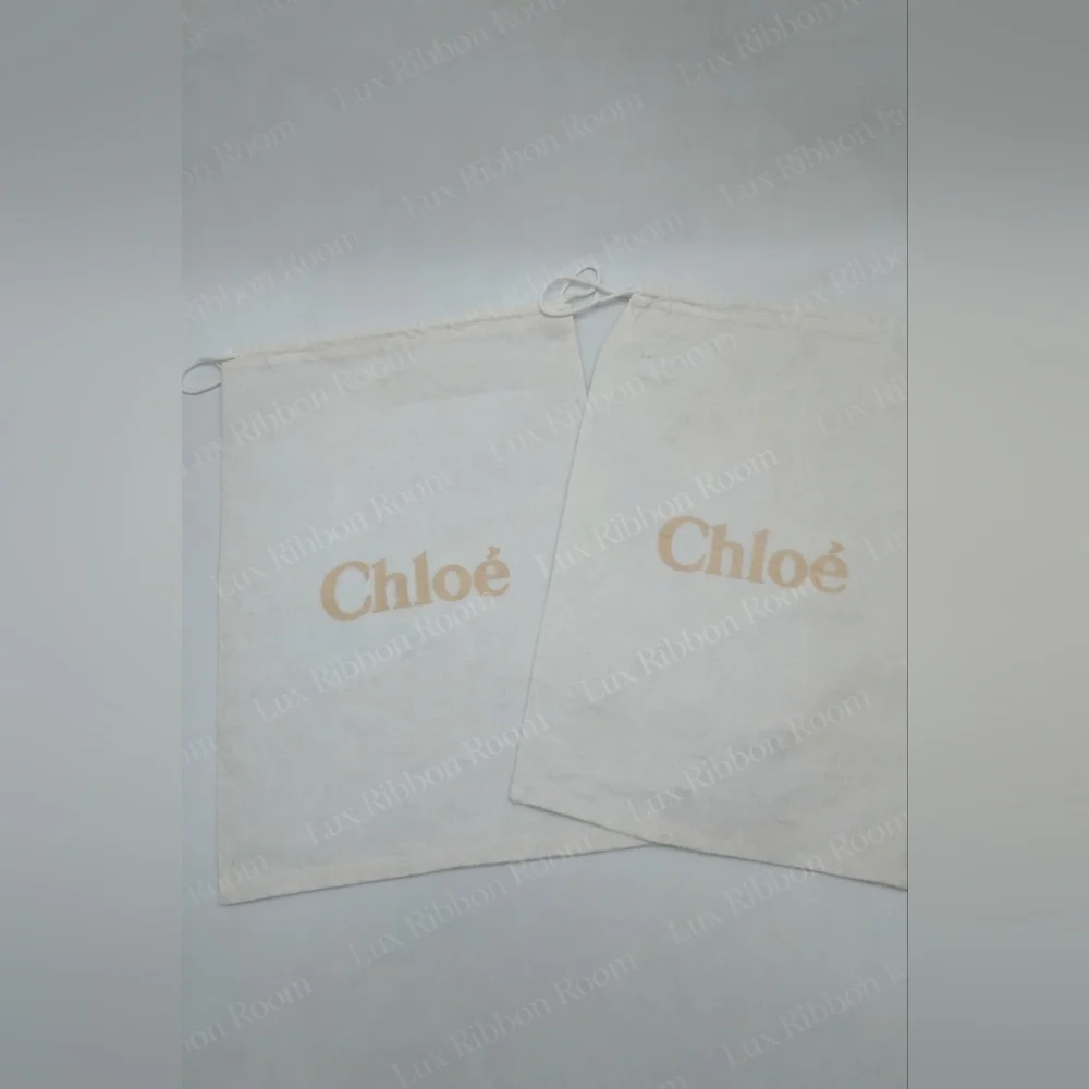CHLOÉ Dust Bags Set 2 Canvas Drawstring 16.5x11.5 Replacement Storage - Picture 1 of 4